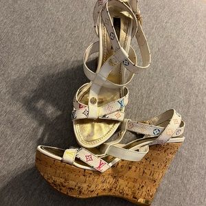Louis Vuitton Multicolor Monogram Wedge Sandals